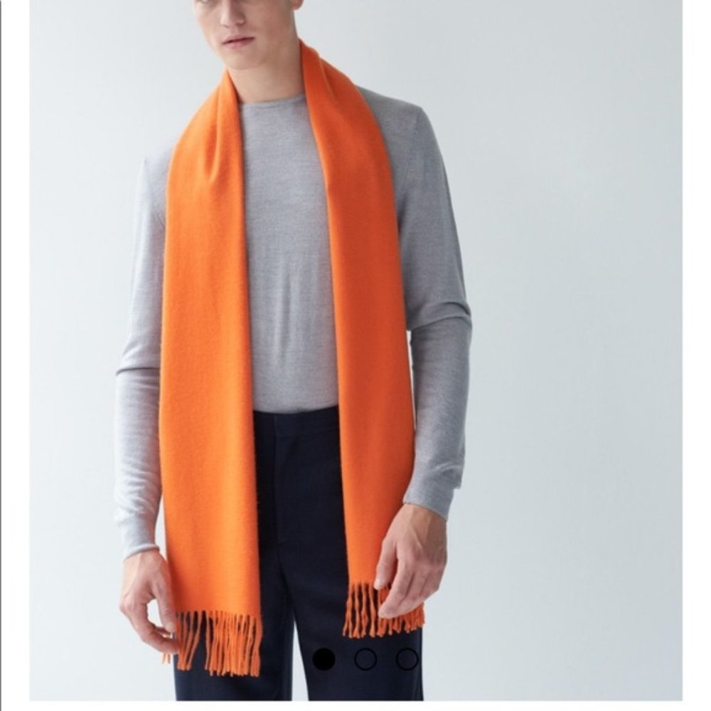 Orange fringe wool scarf blanket accessories